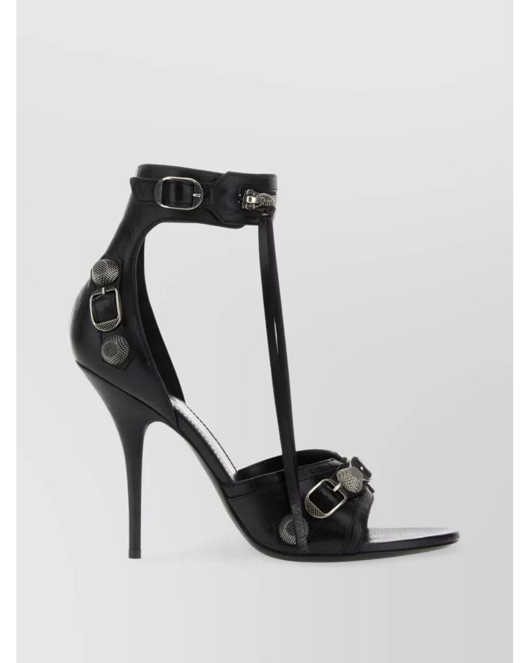 Balenciaga Black Leather Heel Sandals