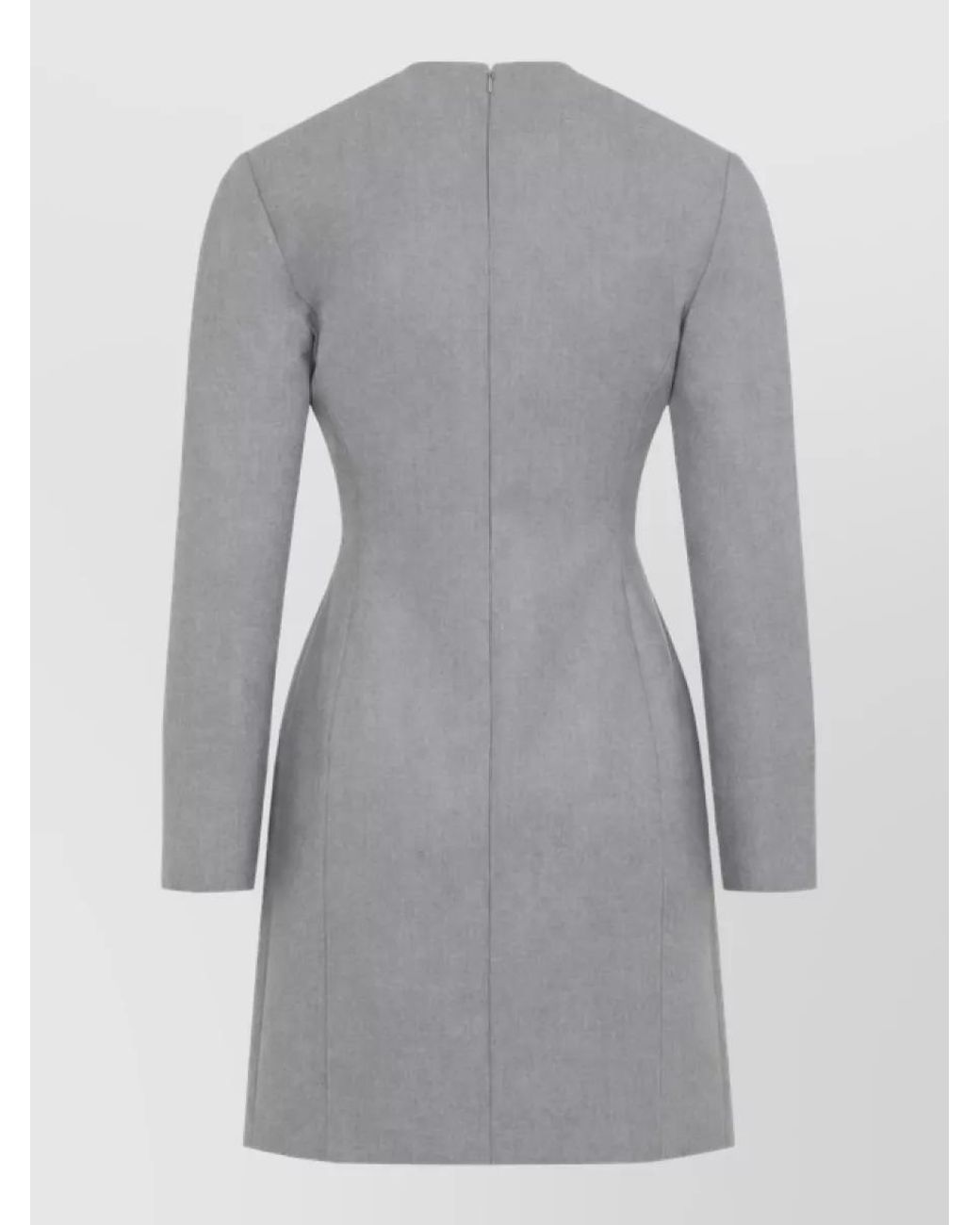 Bottega Veneta Gray Wool Long-Sleeve Mini Dress