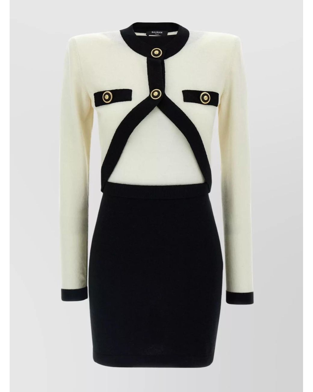 Balmain Black Wool Cashmere Mini Dress