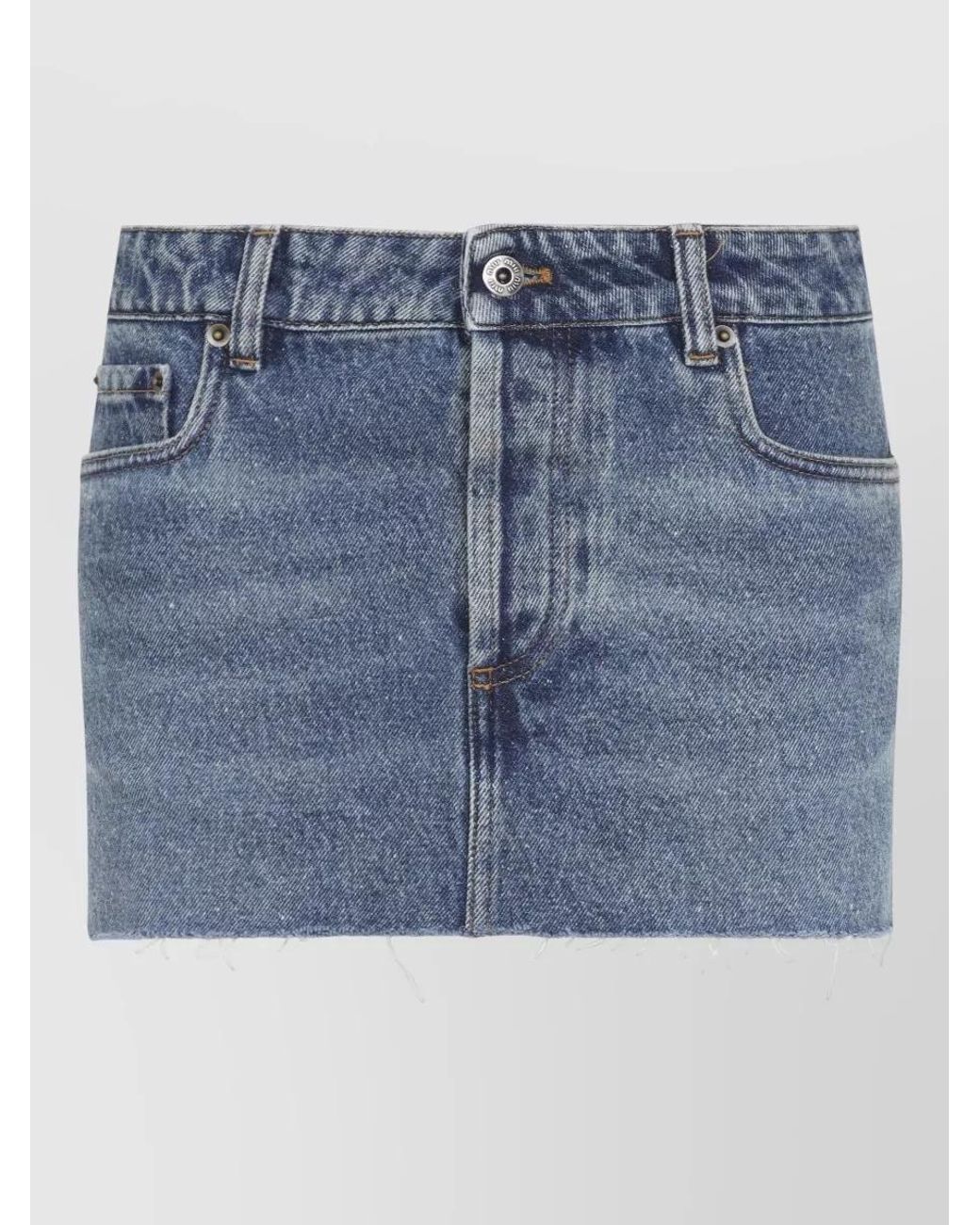 Miu Miu Blue Denim Frayed Hem Mini Skirt
