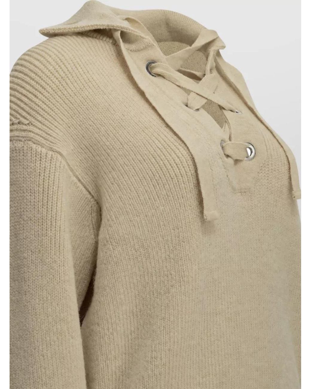 Isabel Marant Natural Wool Alpaca Polo Sweater