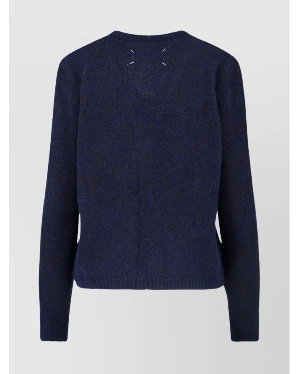 Maison Margiela Blue Wool V-Neck Ribbed Cardigan