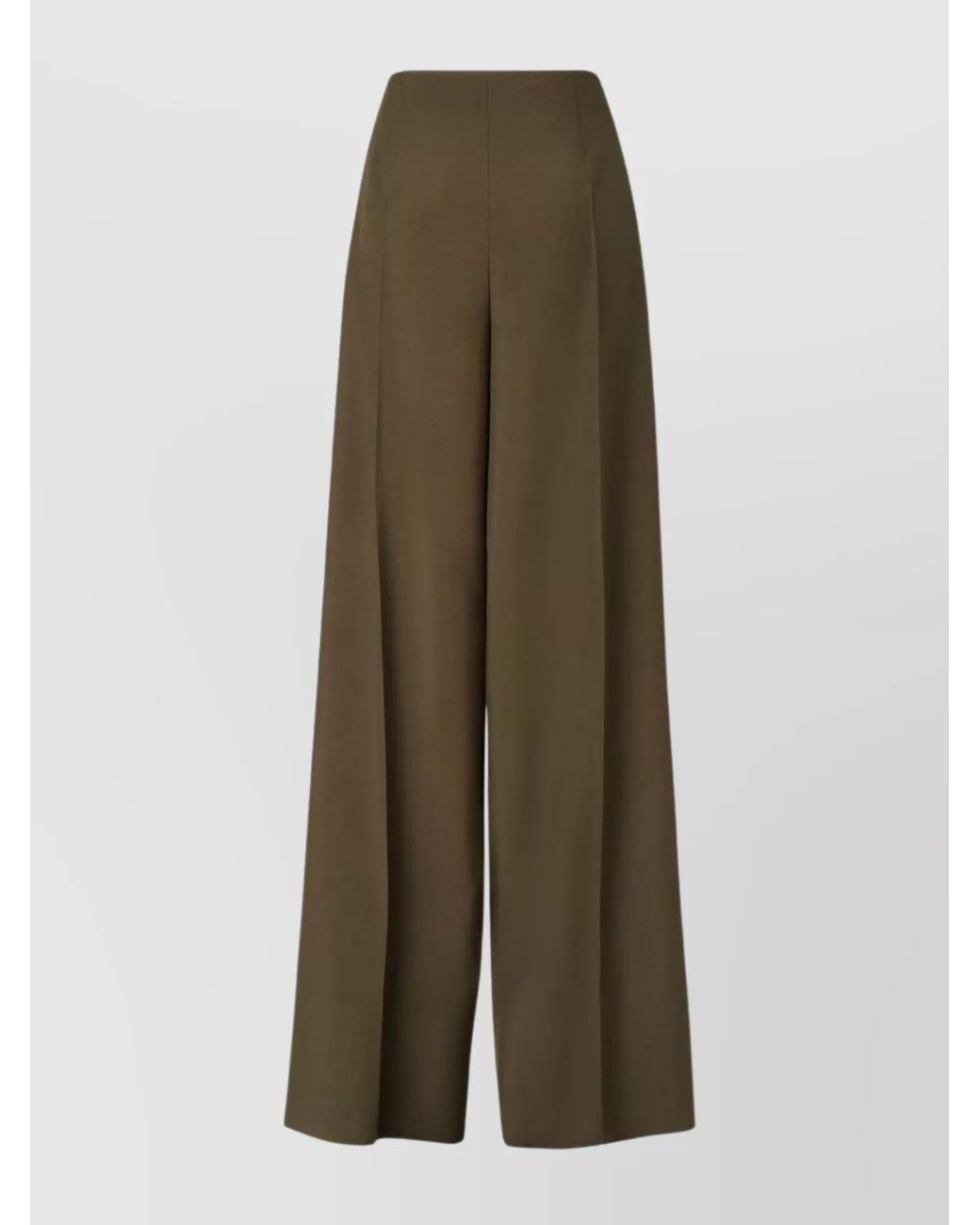 Fendi Green High Waist Wide-Leg Wool Blend Trousers