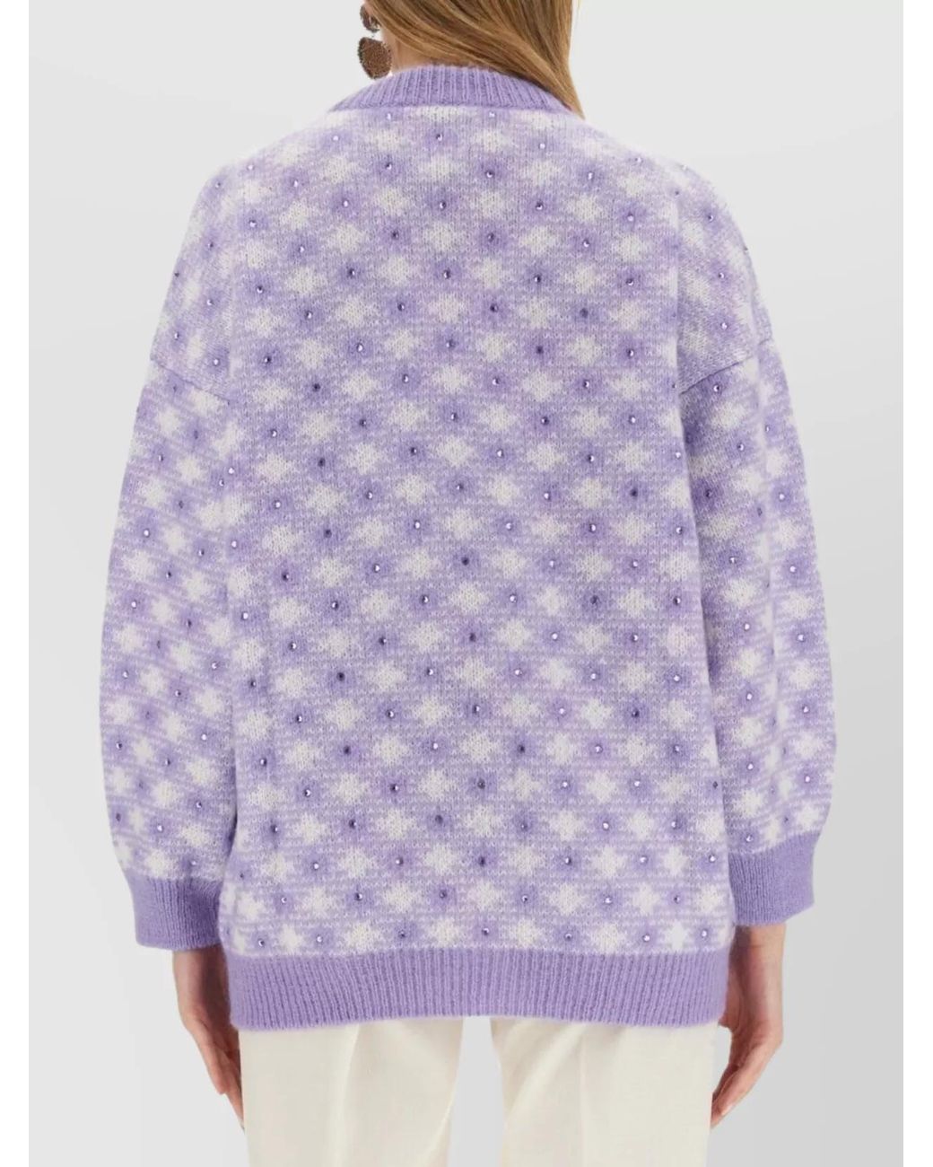 Alessandra Rich Purple V-Neck Regular-Fit Cardigan