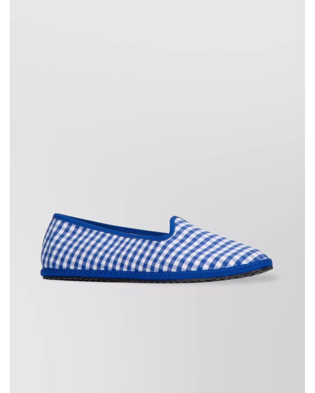 Vibi Venezia Blue Checked Cotton Slip-On Slippers