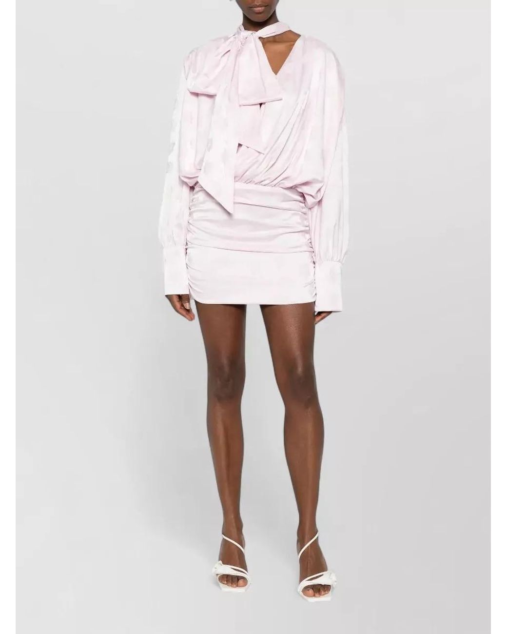 ROTATE BIRGER CHRISTENSEN Pink Floral-Jacquard Draped Mini Dress