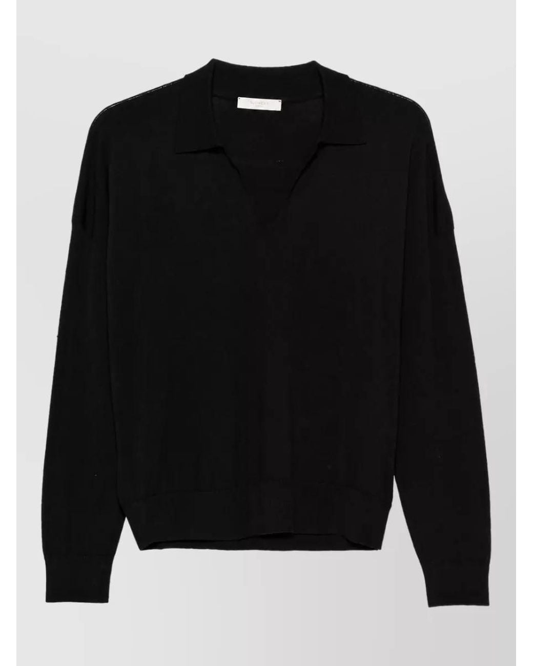 Zanone Black Wide-Fit V-Neck Wool Jumper