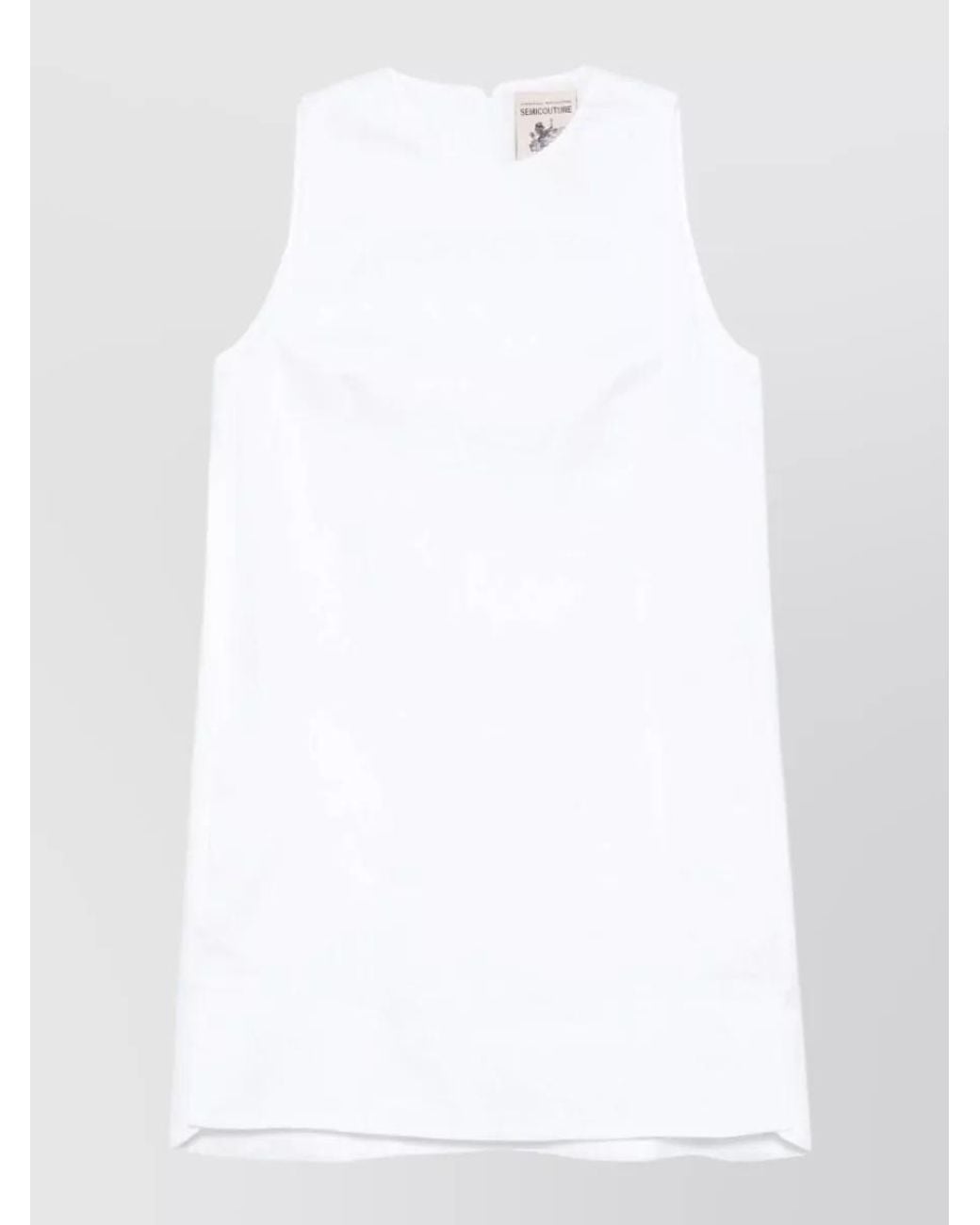 Semicouture White Linen Sleeveless Mini Dress