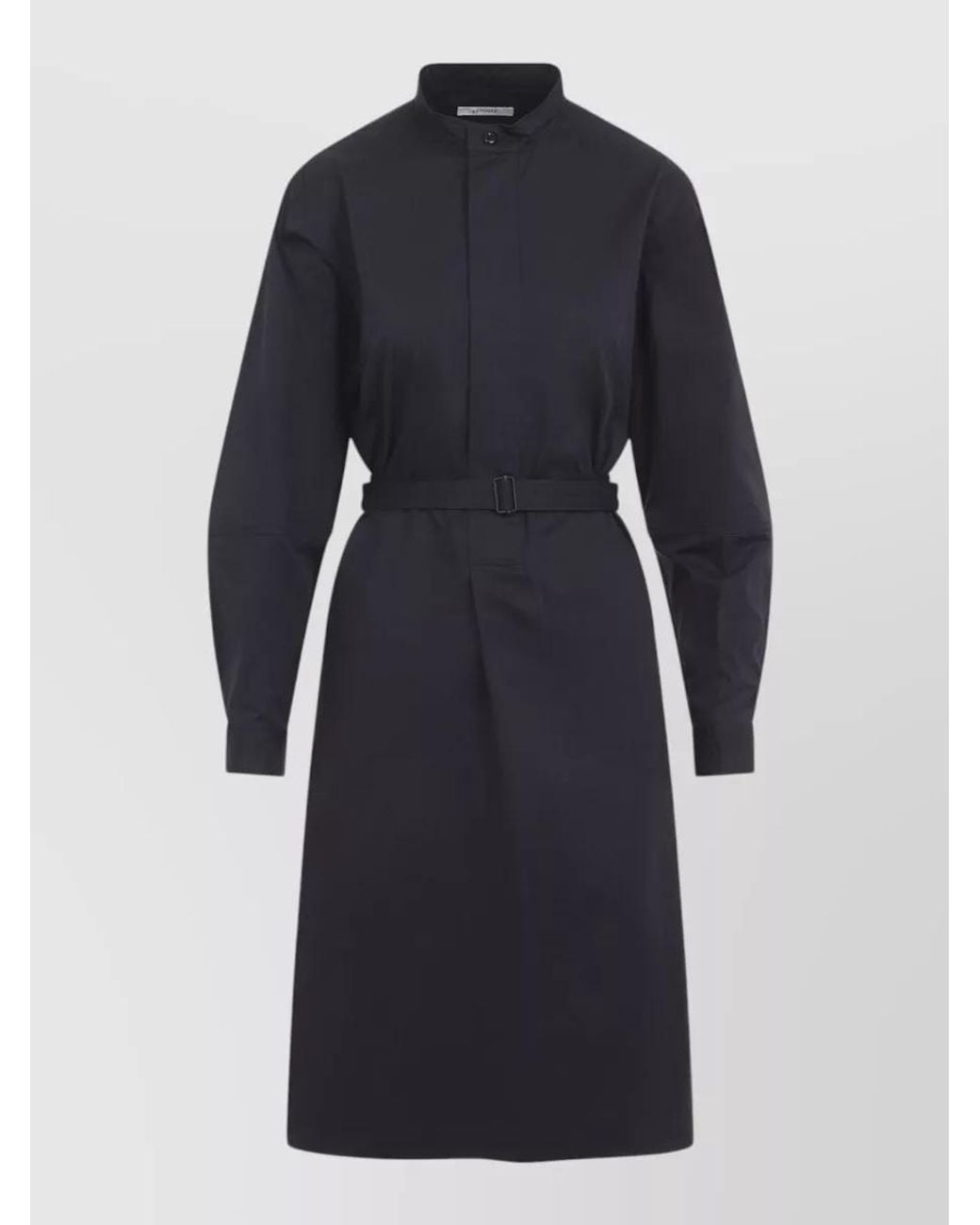 Lemaire Blue Cotton Oversized Midi Shirt Dress