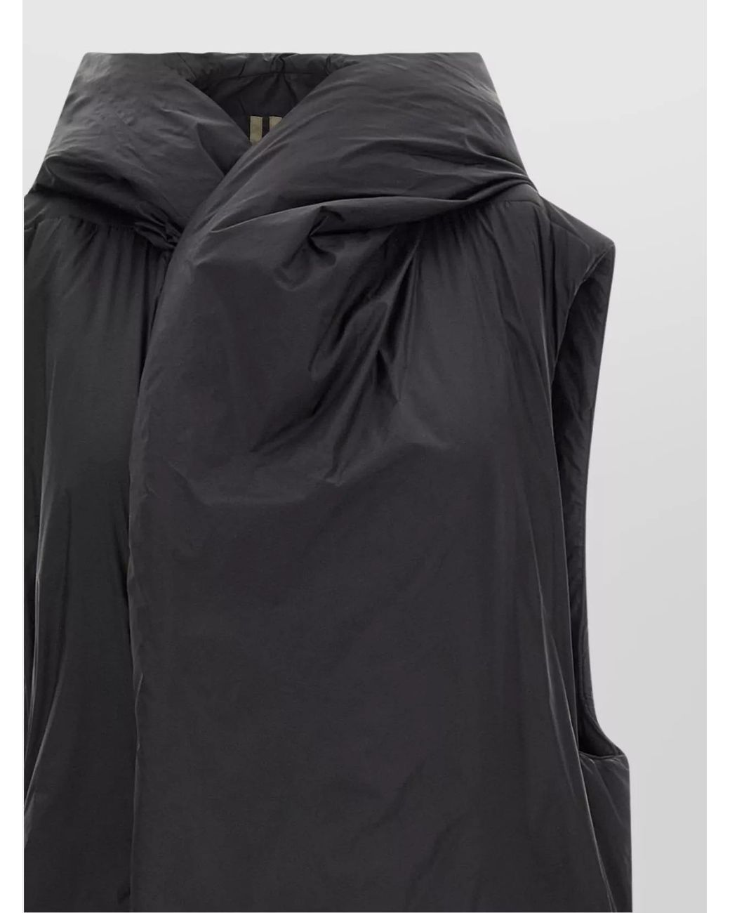 Rick Owens Black Padded Hooded Long Vest