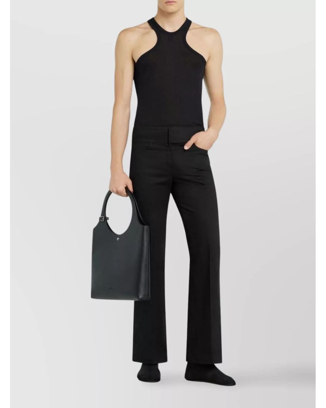 Courreges Black Sleeveless Racerback Tank Top for men