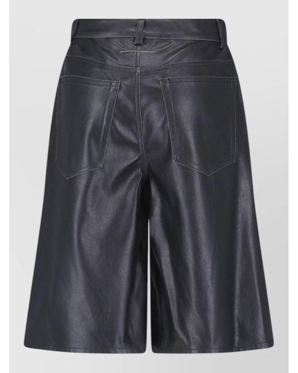 MM6 by Maison Margiela Blue Faux Leather Knee-Length Straight Bermuda Shorts