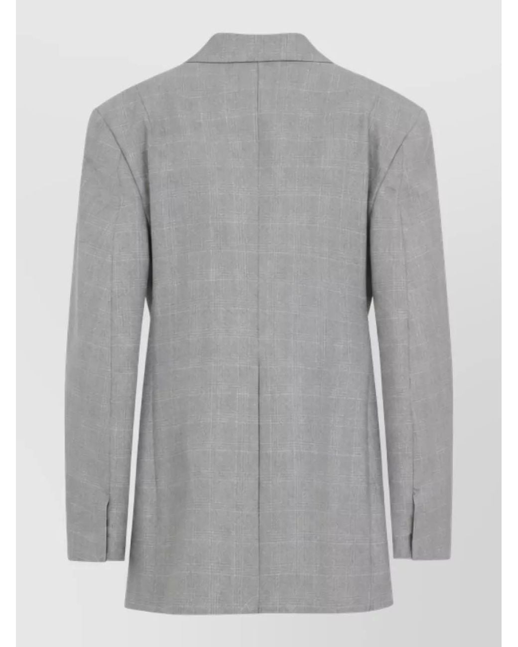 Bottega Veneta Gray Cotton Checked Double-Breasted Suit Jacket