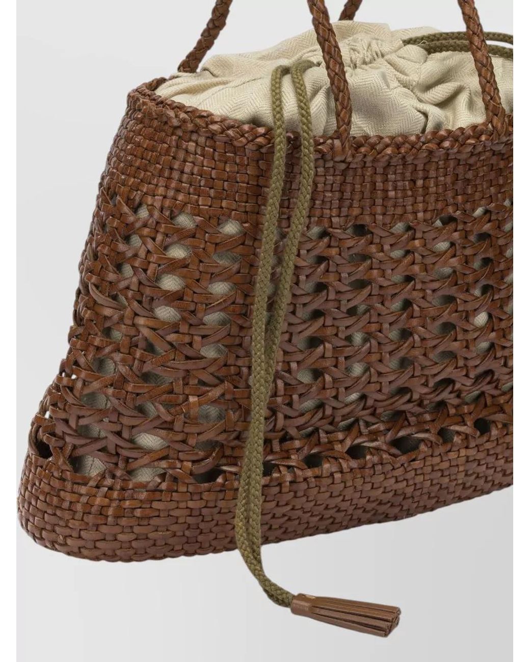 Dragon Diffusion Brown Medium Leather Woven Tote Bag