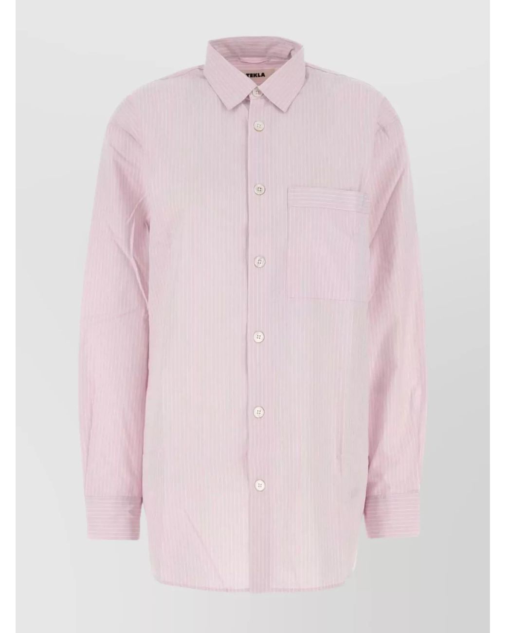 Tekla Pink Organic Cotton Embroidered Poplin Oversized Pyjama Shirt for men