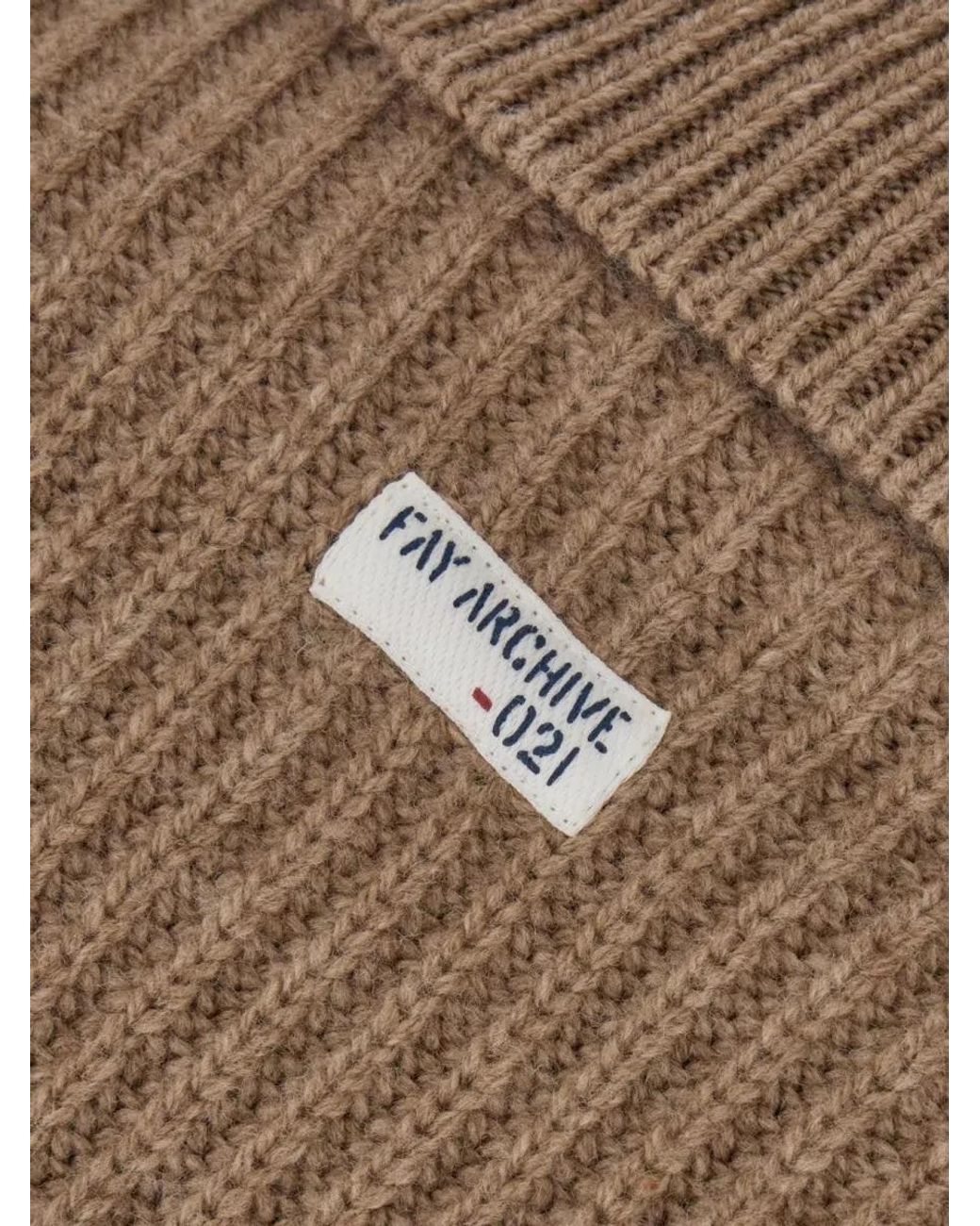 Fay Brown Ribbed Virgin Wool Turtleneck Jumper for men