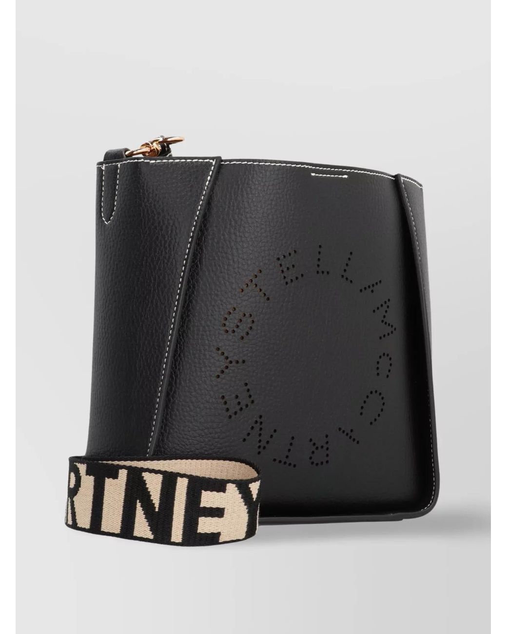 Stella McCartney Black Stella Logo Faux Leather Shoulder Bag