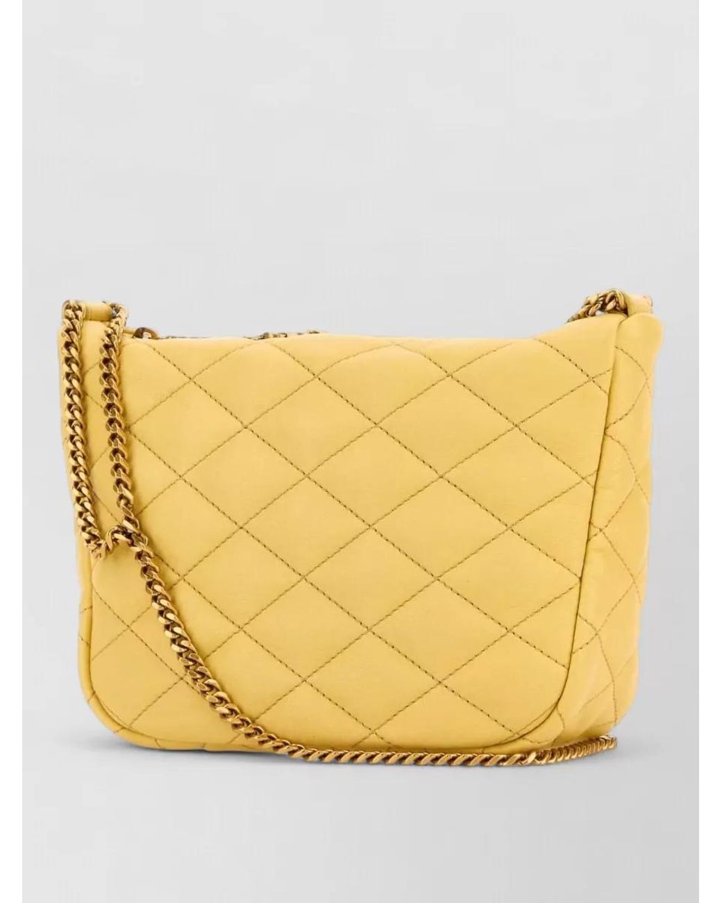 Saint Laurent Yellow Leather Crossbody Bag Featuring Chain Strap