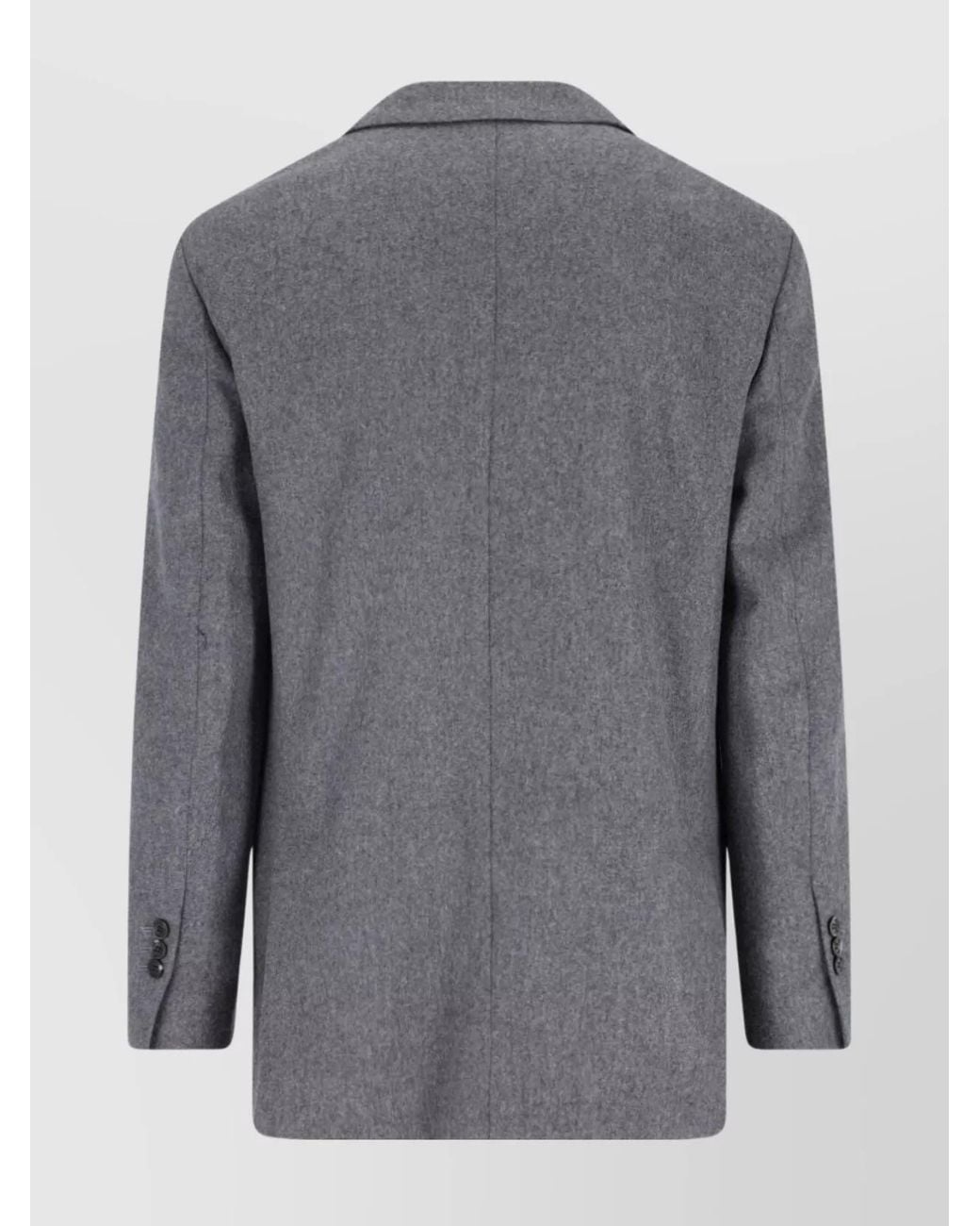 AMI Gray Virgin Wool Double-Breasted Blazer for men