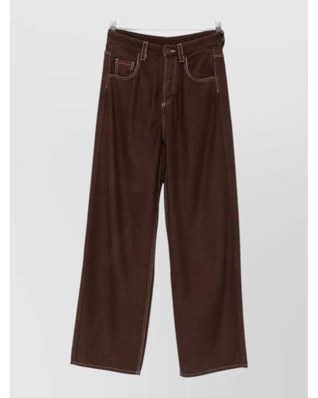 Uma Wang Brown High-Rise Wide-Leg Denim Trousers