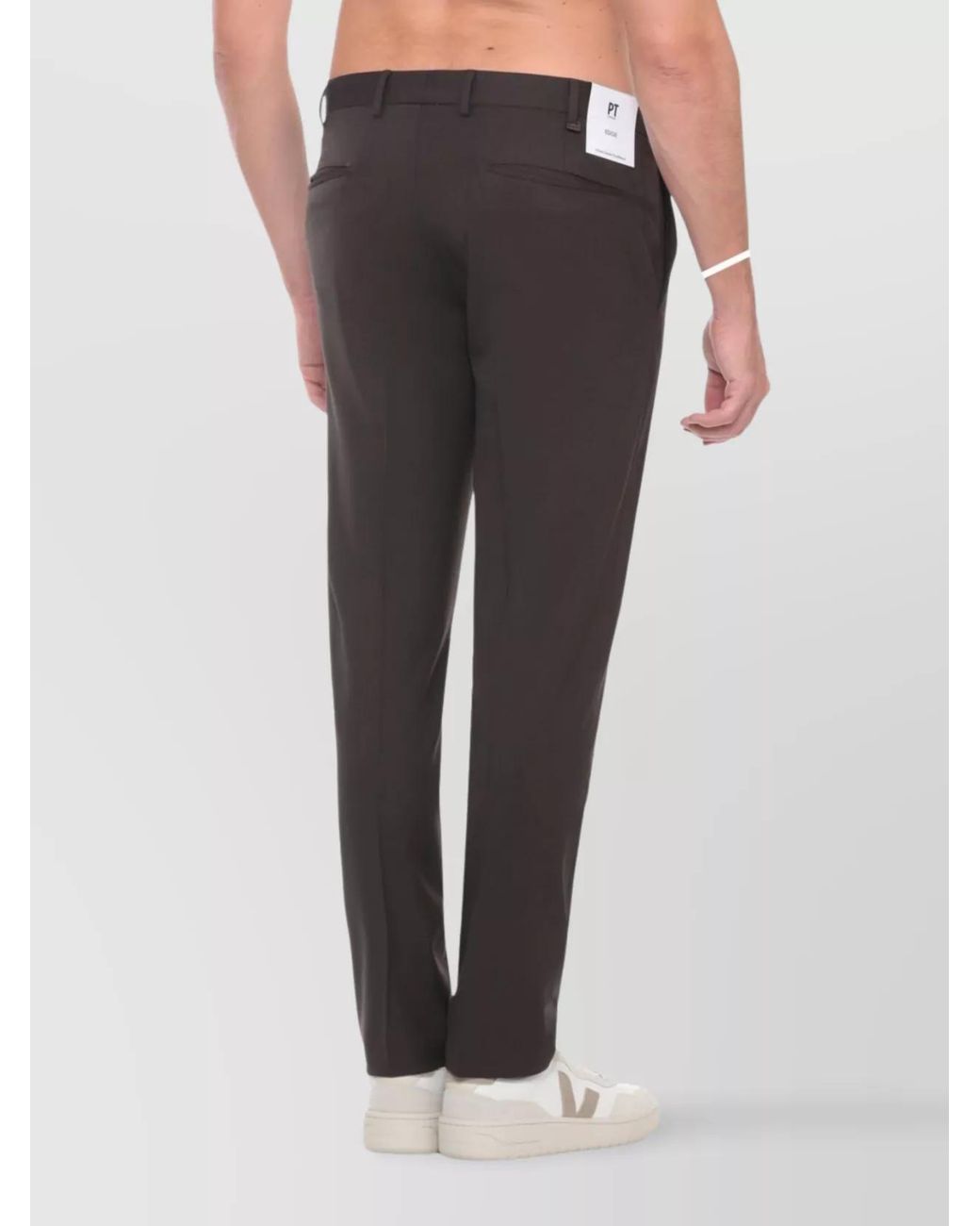 PT Torino Gray Virgin Wool Straight-Leg Tailored Trousers for men