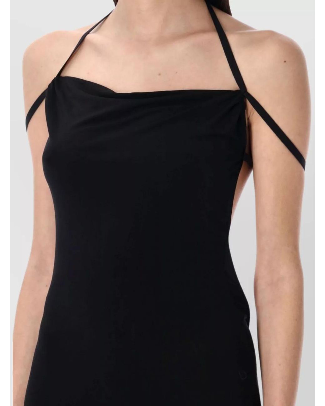 MARINE SERRE Black Draped Jersey Open Back Maxi Dress