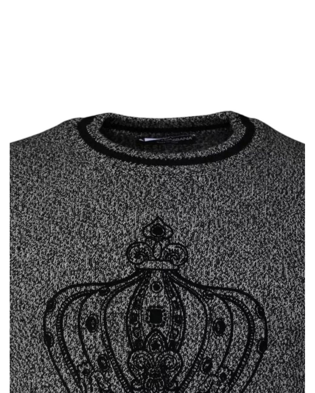 Dolce & Gabbana Black Cashmere Embroidered Sweater for men