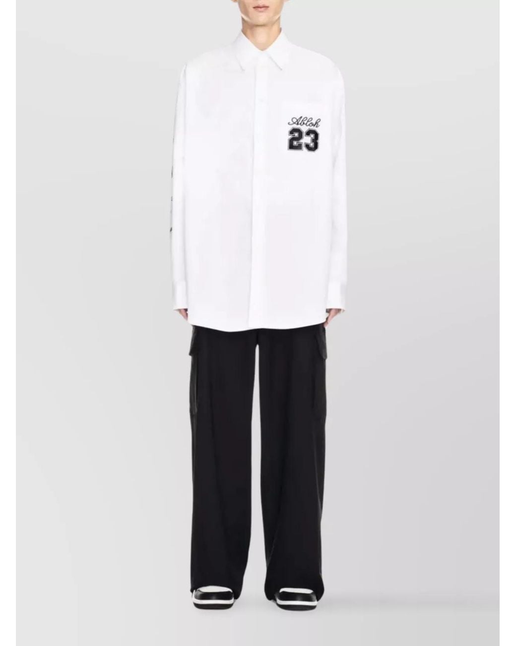 Off-White c/o Virgil Abloh White Logo-Embroidered Cotton Overshirt for men