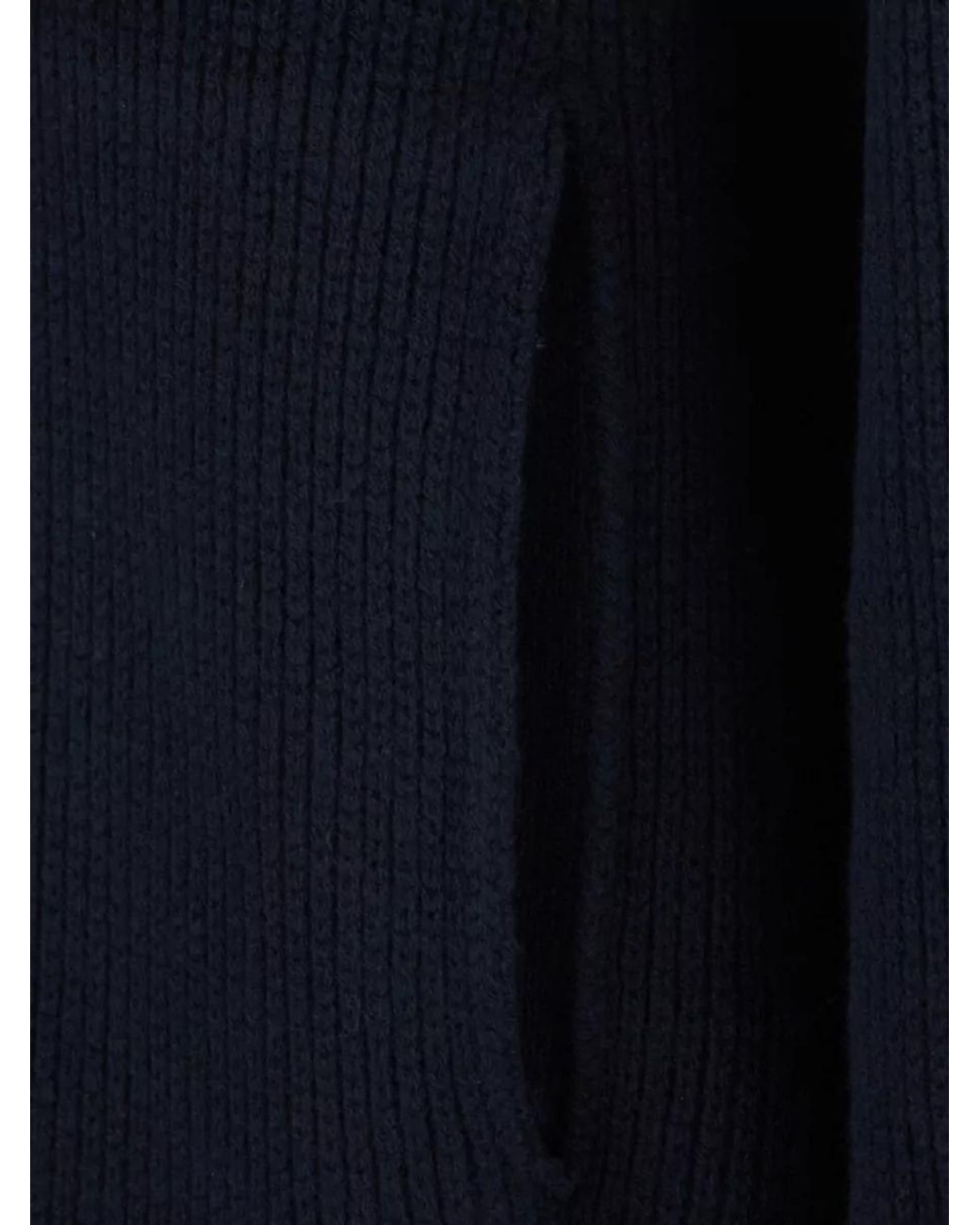 Emporio Armani Blue Ribbed Knit High Neck Wool Zip Jacket for men