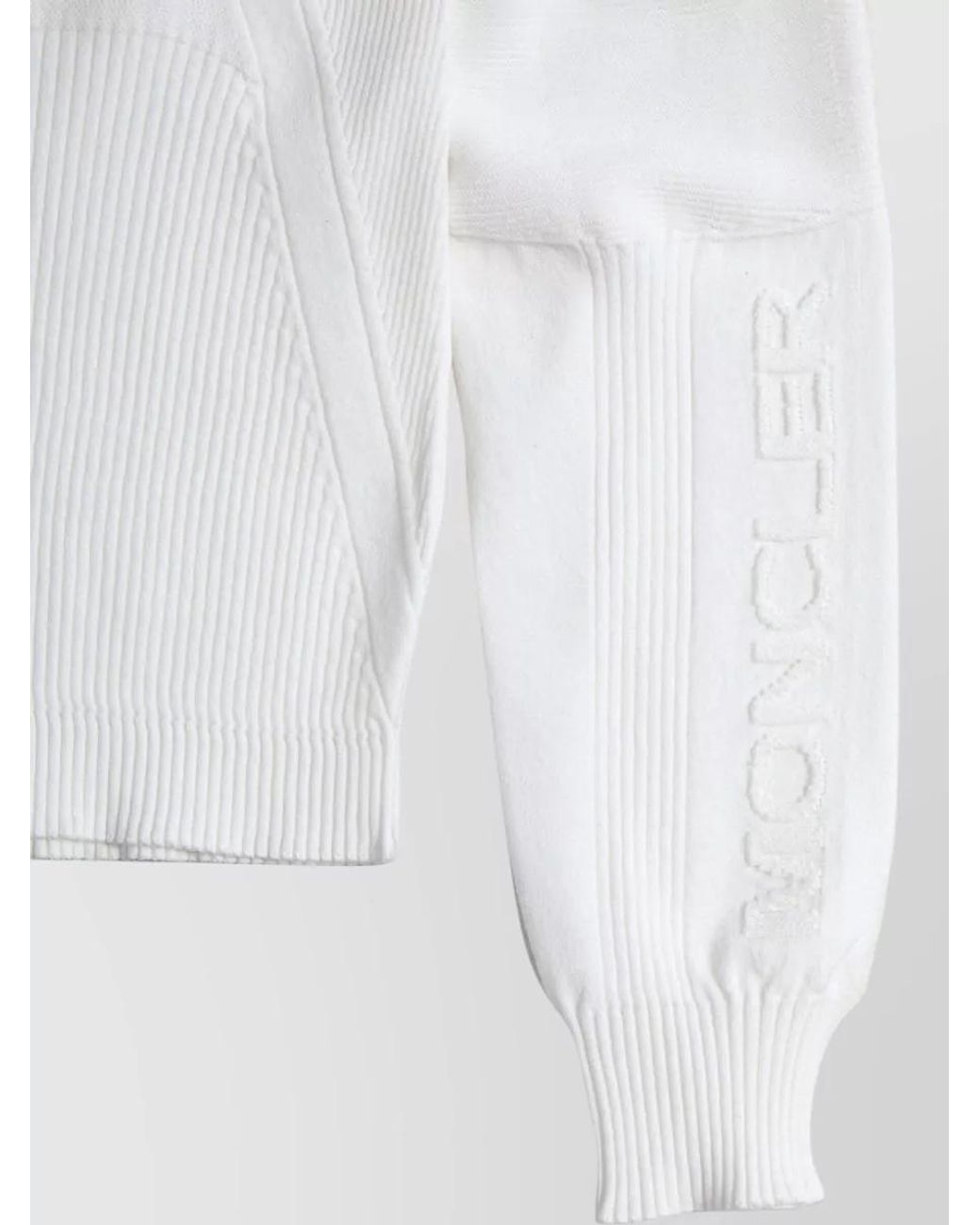Moncler White Ribbed Slim-Fit Crew-Neck Jumper
