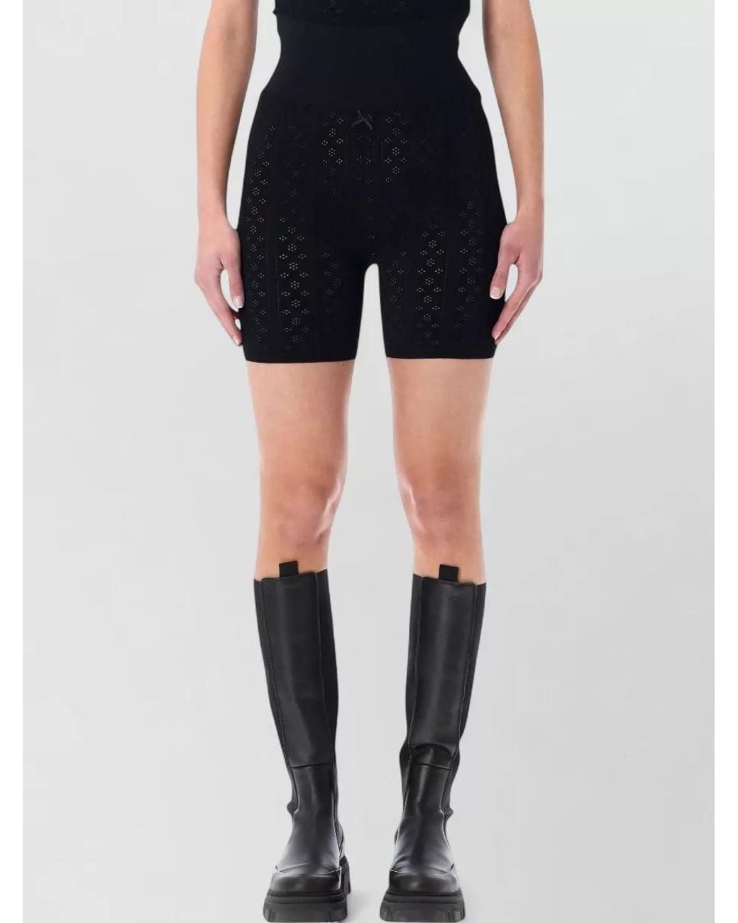 J.W. Anderson Black Pointelle Knit Fitted Cycle Shorts
