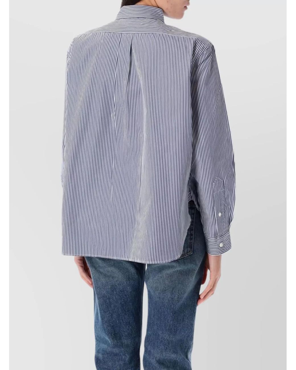 Polo Ralph Lauren Blue Striped Cropped Cotton Shirt