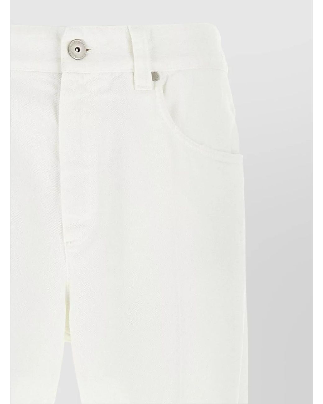 Brunello Cucinelli White Denim High-Rise Straight-Leg Jeans