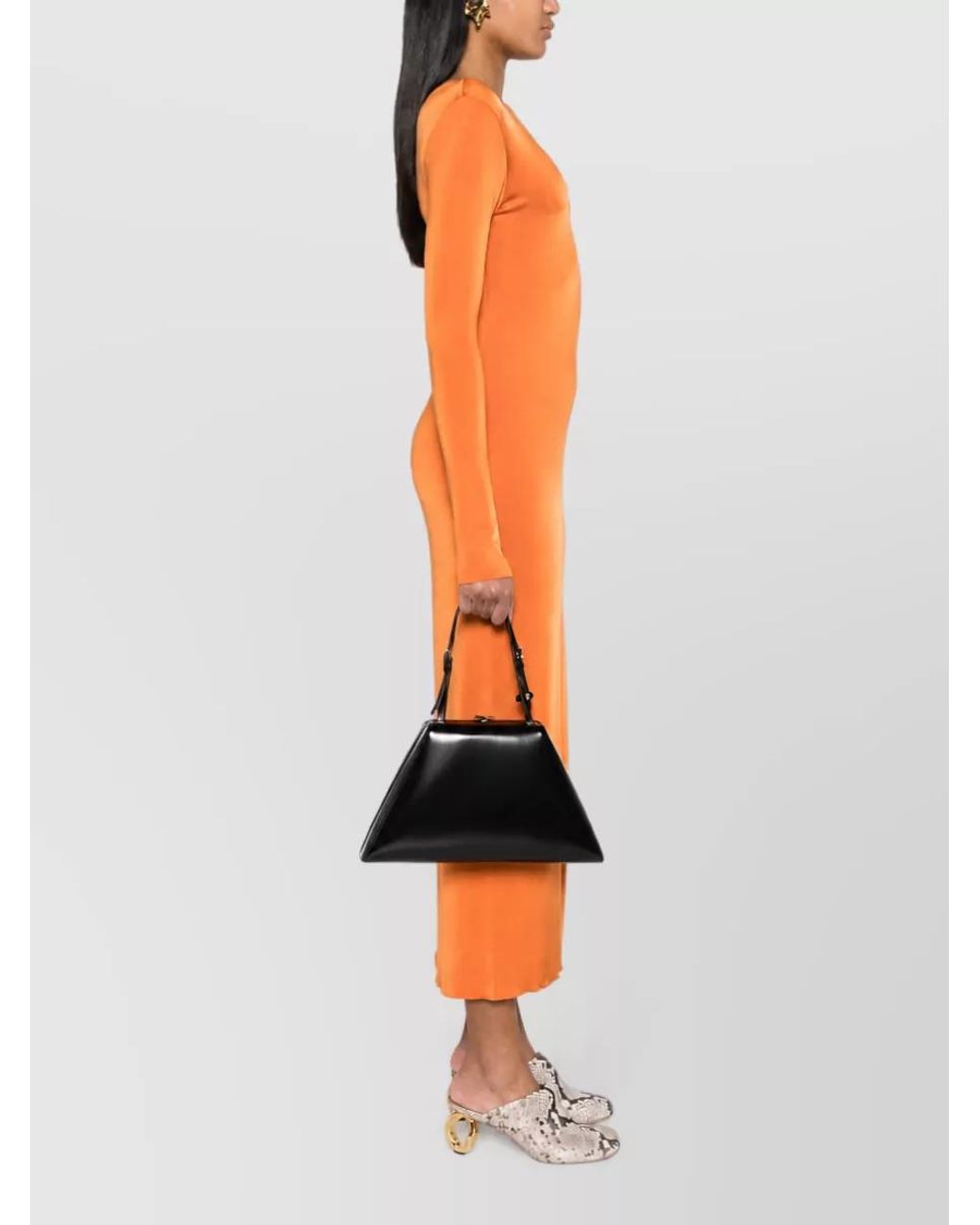 Prada Black Triangle Leather Clutch Bag