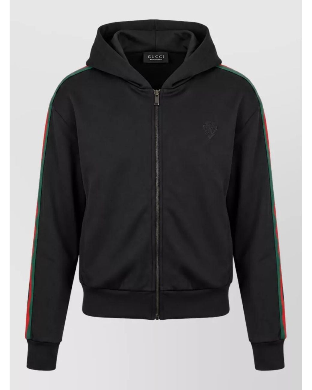Gucci Black Hooded Jacket With Web Insert