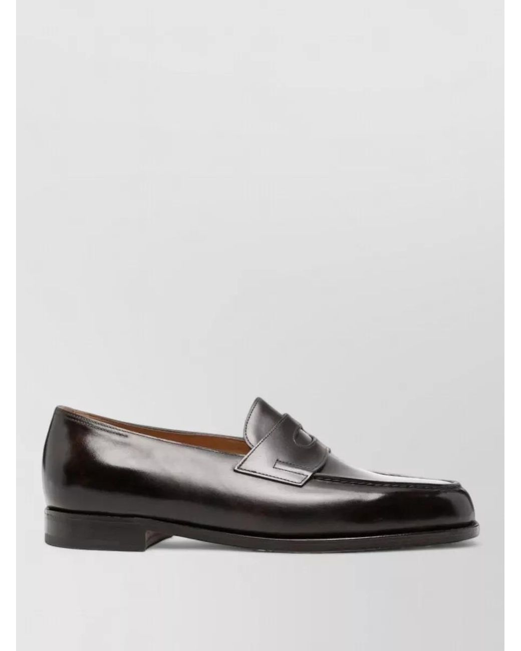 John Lobb Gray Leather Penny Loafers for men