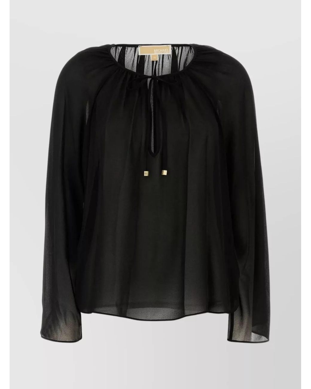 Michael Kors Black Blouse Georgette Drawstring Detail