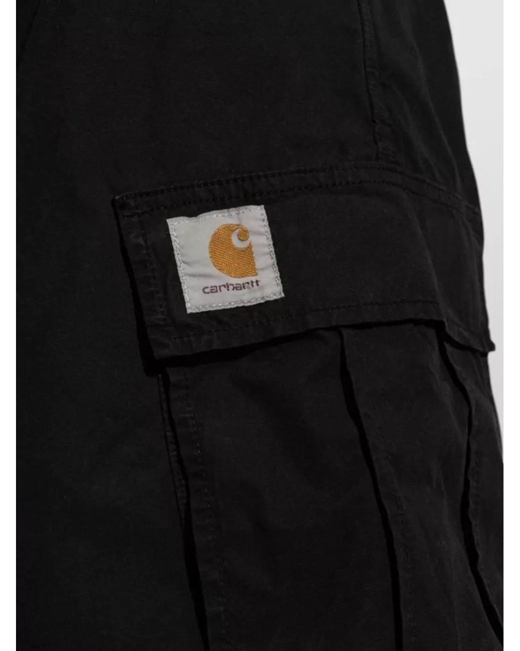Carhartt Black Cotton Straight-Leg Cargo Shorts for men
