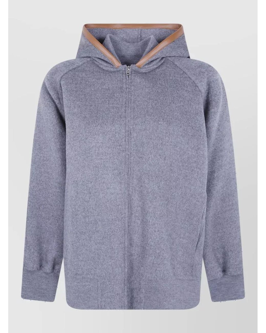 Semicouture Blue Wool Hooded Bomber Jacket