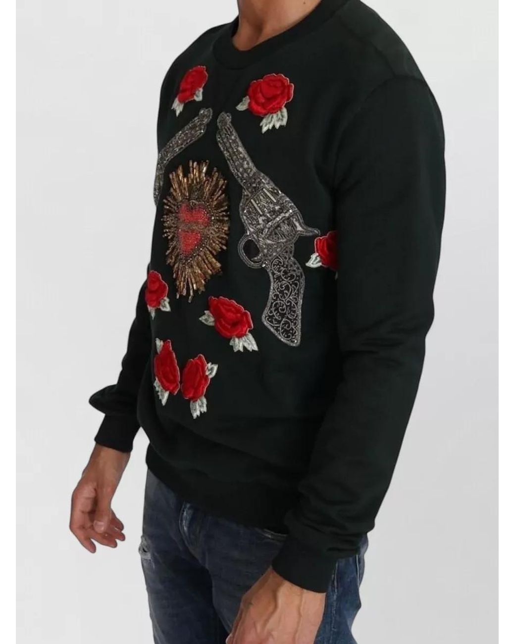 Dolce & Gabbana Black Embellished Sweatshirt for men