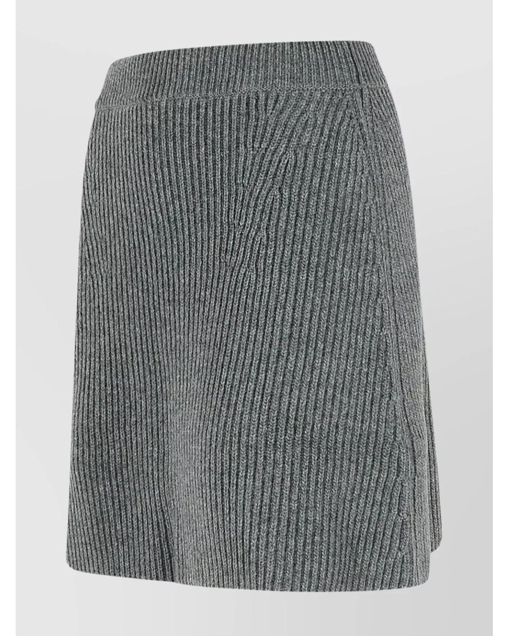 Jil Sander Gray Ribbed Wool A-Line Mini Skirt