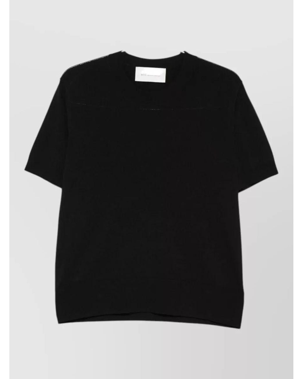 AMI Black Short-Sleeve Crew-Neck Jumper for men