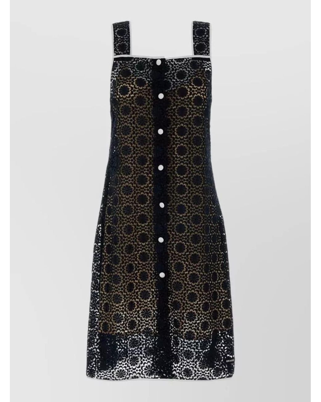 Miu Miu Black Macramé Lace Knee-Length Dress