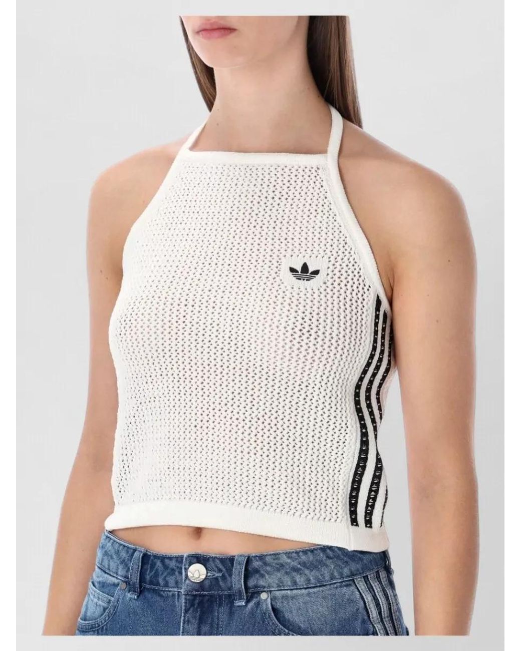 Adidas Originals Blue Crochet Halterneck Tank Top