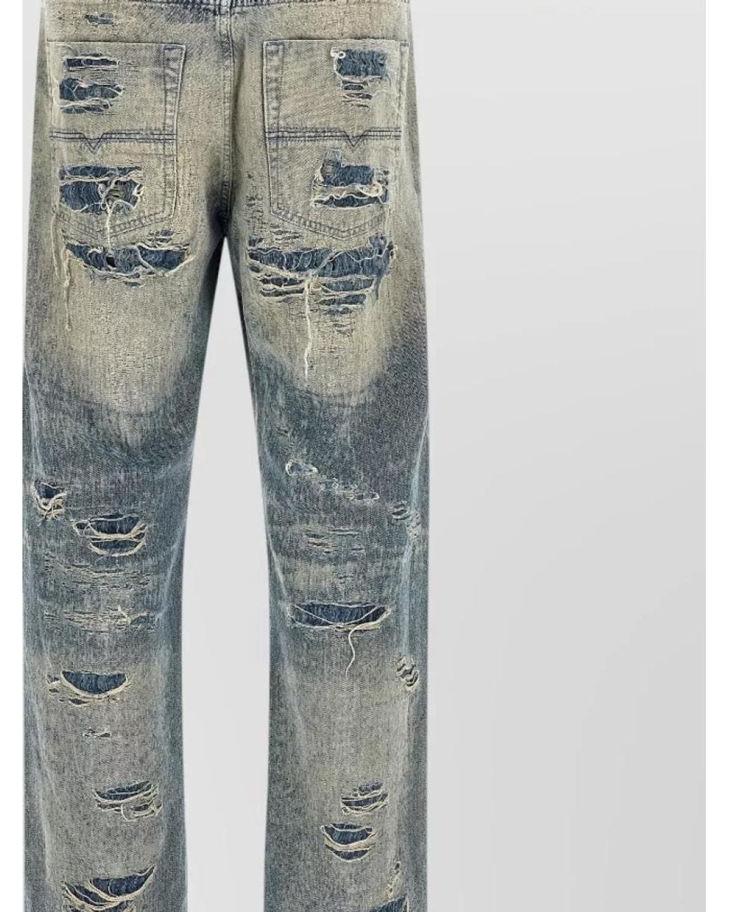 DIESEL Gray Denim Relaxed-Fit Straight-Leg Jeans for men