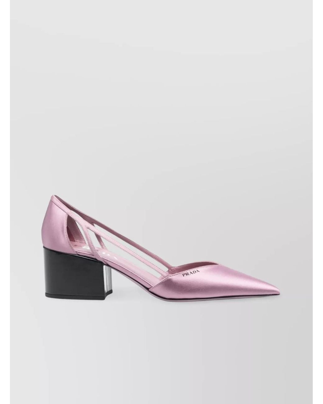 Prada Pink Silk Satin Cutout Low Block Heel Pumps