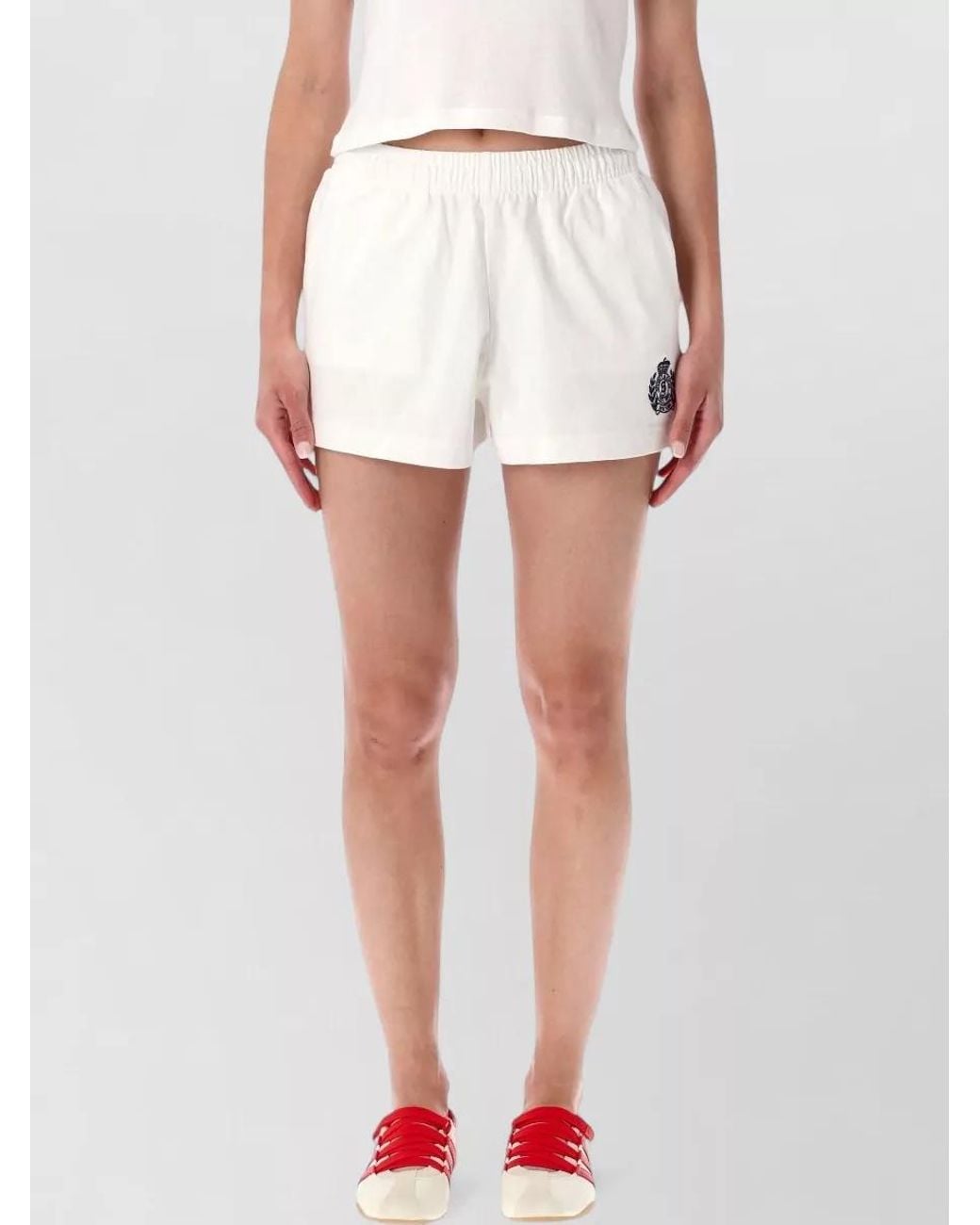 Sporty & Rich White Cotton Relaxed-Fit Super-Short Shorts