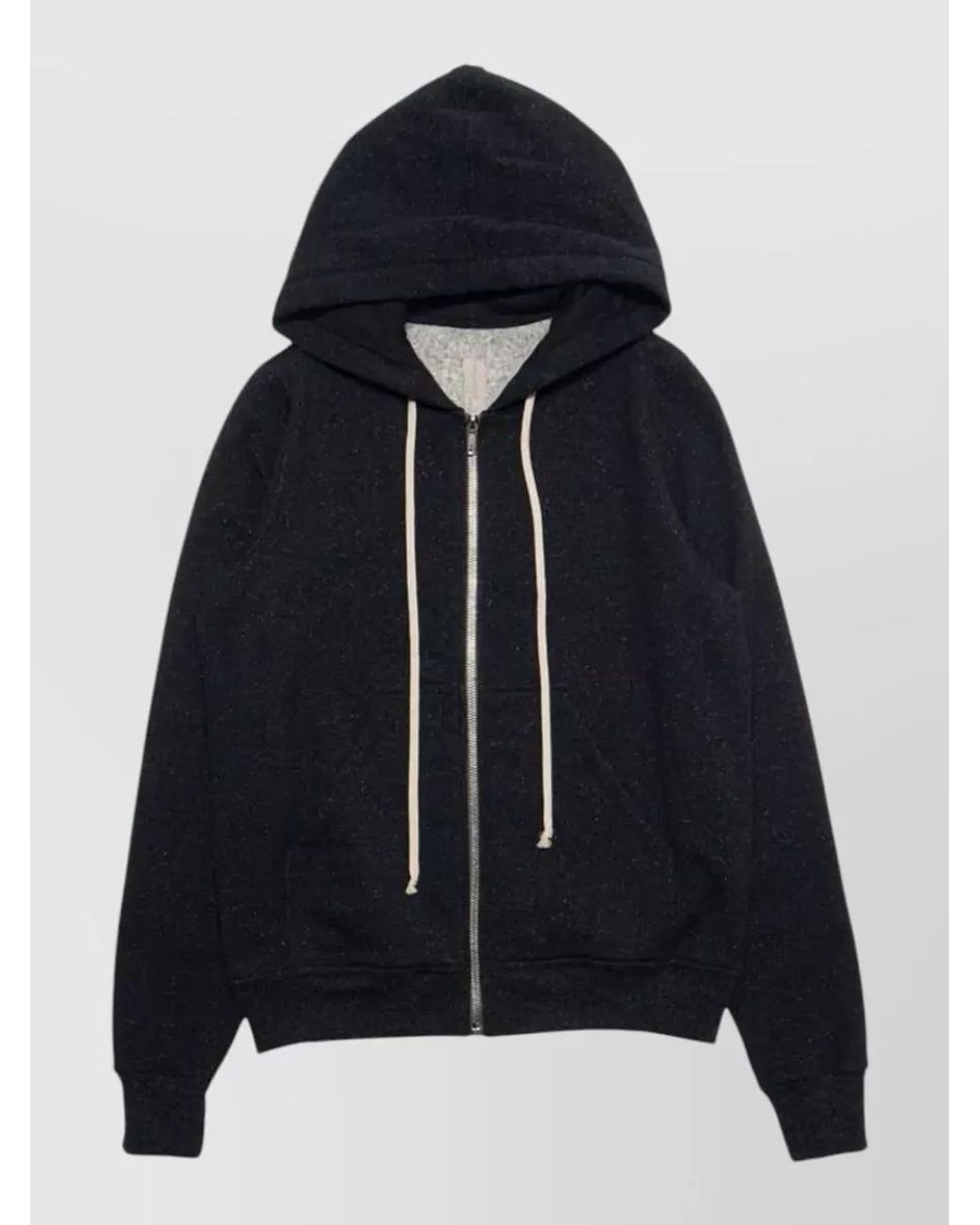 Rick Owens Blue Wool Hooded Zip Sweatshirt for men