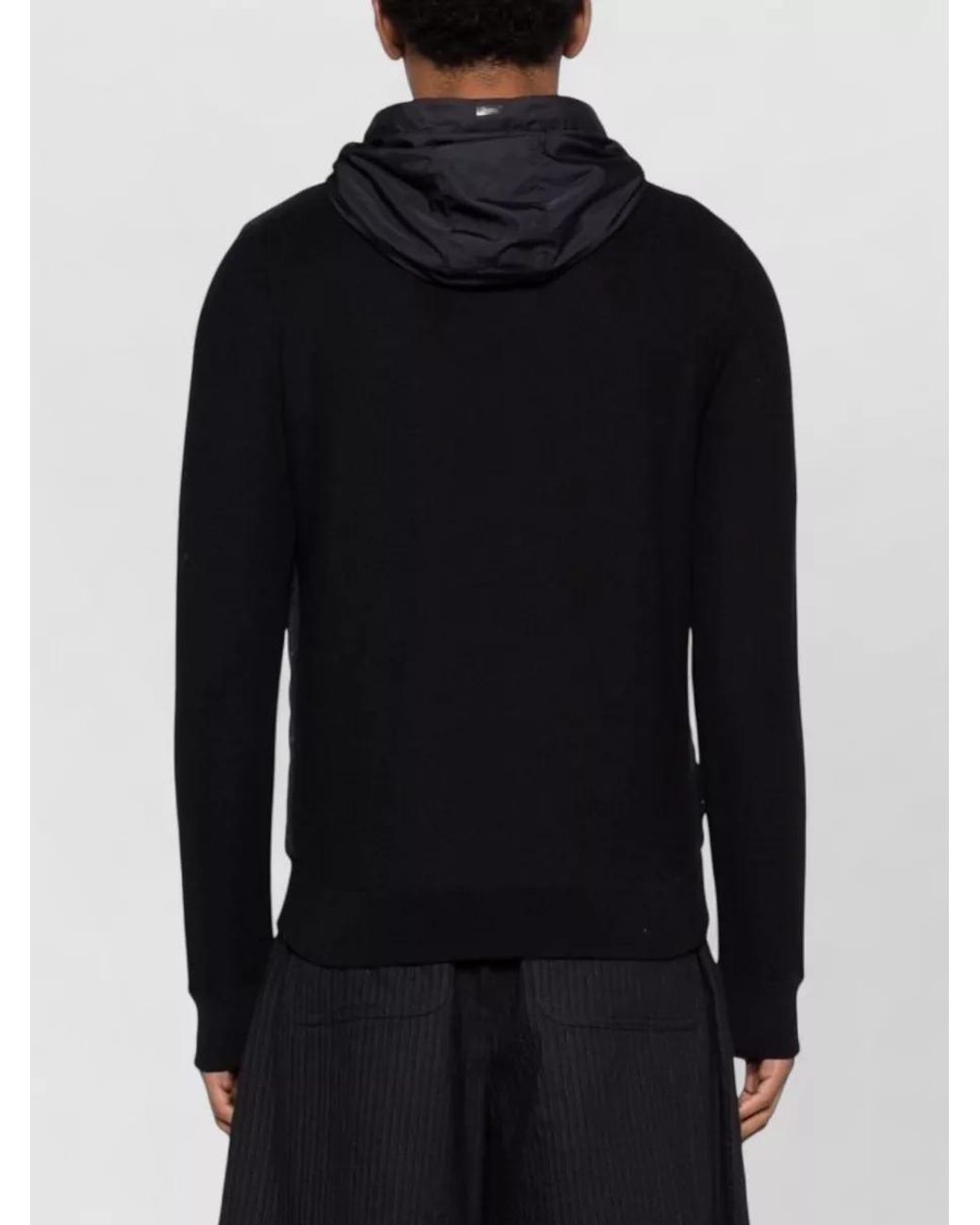 Herno Blue Cotton Piqué Knit Padded Hooded Jacket for men