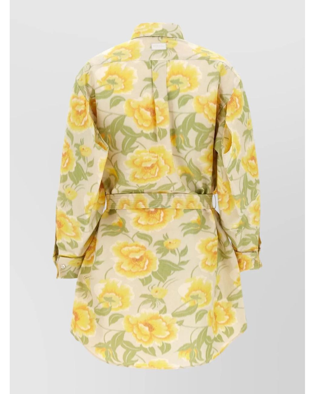 KENZO Yellow Peonies Kimono-Sleeve Mini Dress